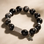 Fearless Shield Silver Obsidian Virgo Bracelet