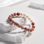 Soft Bloom Rhodonite Pearl Libra Bracelet