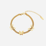 Openwork Butterfly Double Chain Bracelet