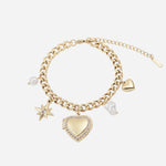 Heart Locket Cuban Link Bracelet