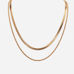 Layered Rope & Herringbone Chain Necklace