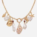 Removable Conch Pearl Pendant Station Necklace