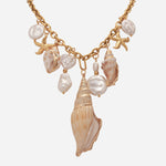 18K Conch Pendant Station Necklace