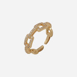 Gold-Plated Brass Pave Chain Link Ring