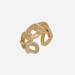 Gold-Plated Brass Pave Chain Link Ring
