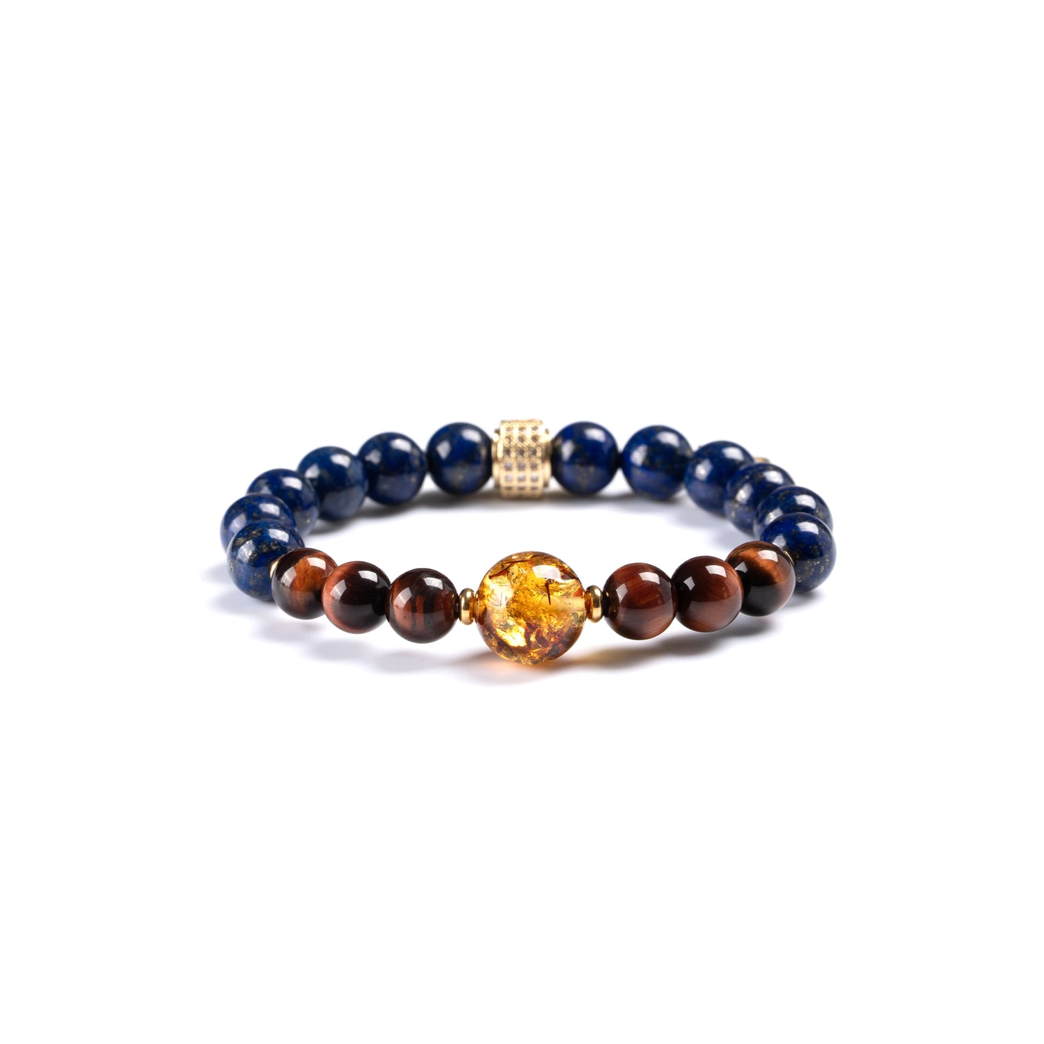Aether Lapis Lazuli Red Tiger's Eye Piebald Amber Aries Bracelet