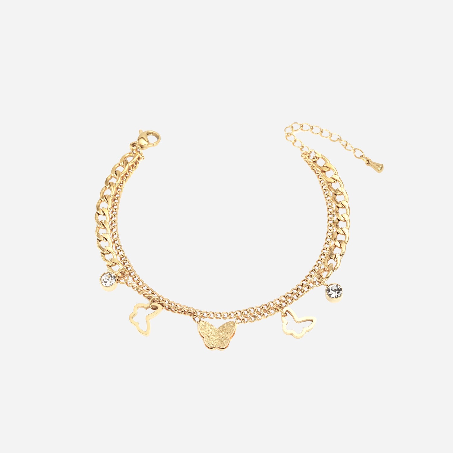 Sparkling Butterfly Ethereal Double Layer Bracelet