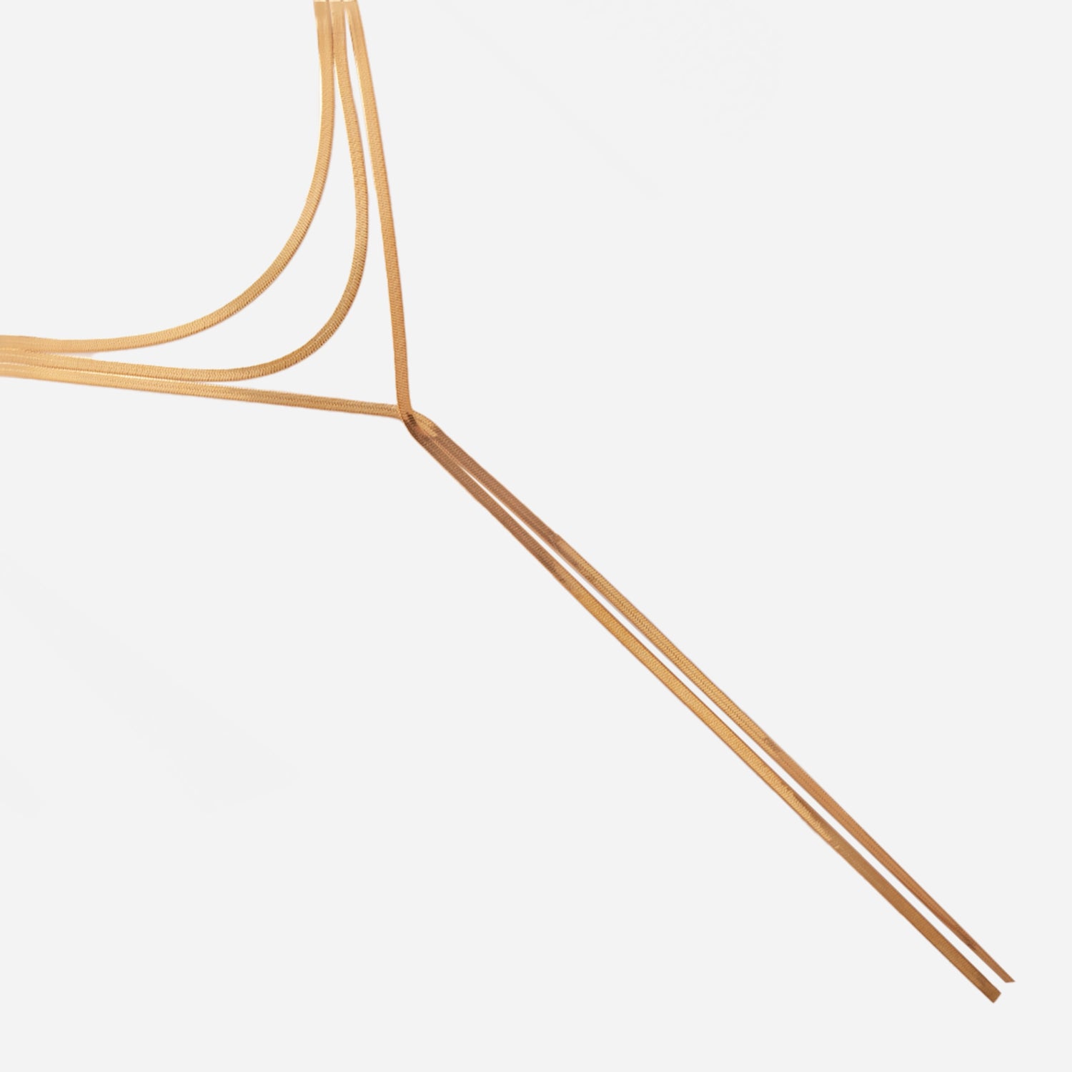18K Layered Y-shaped herringbone chain necklace