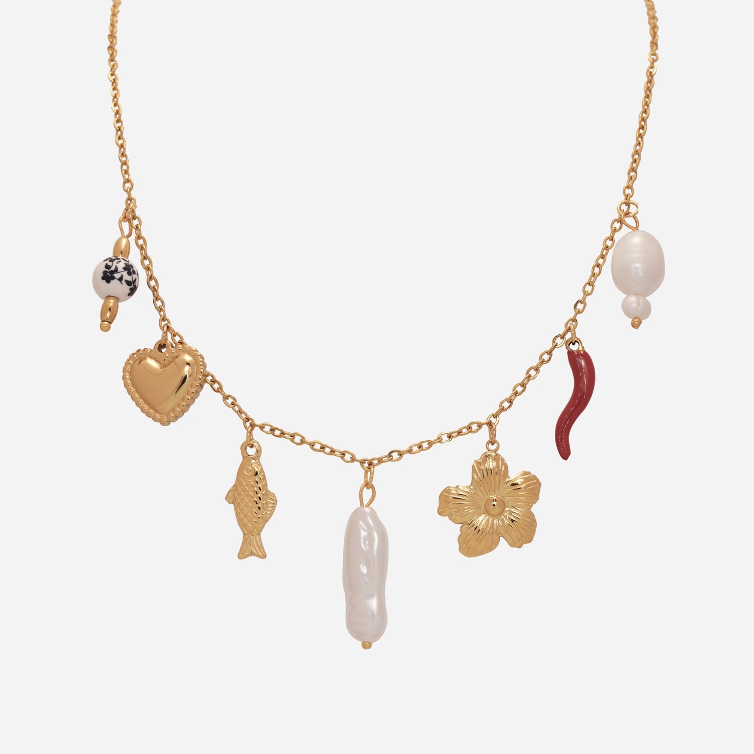 Baroque pearl pendant Station necklace