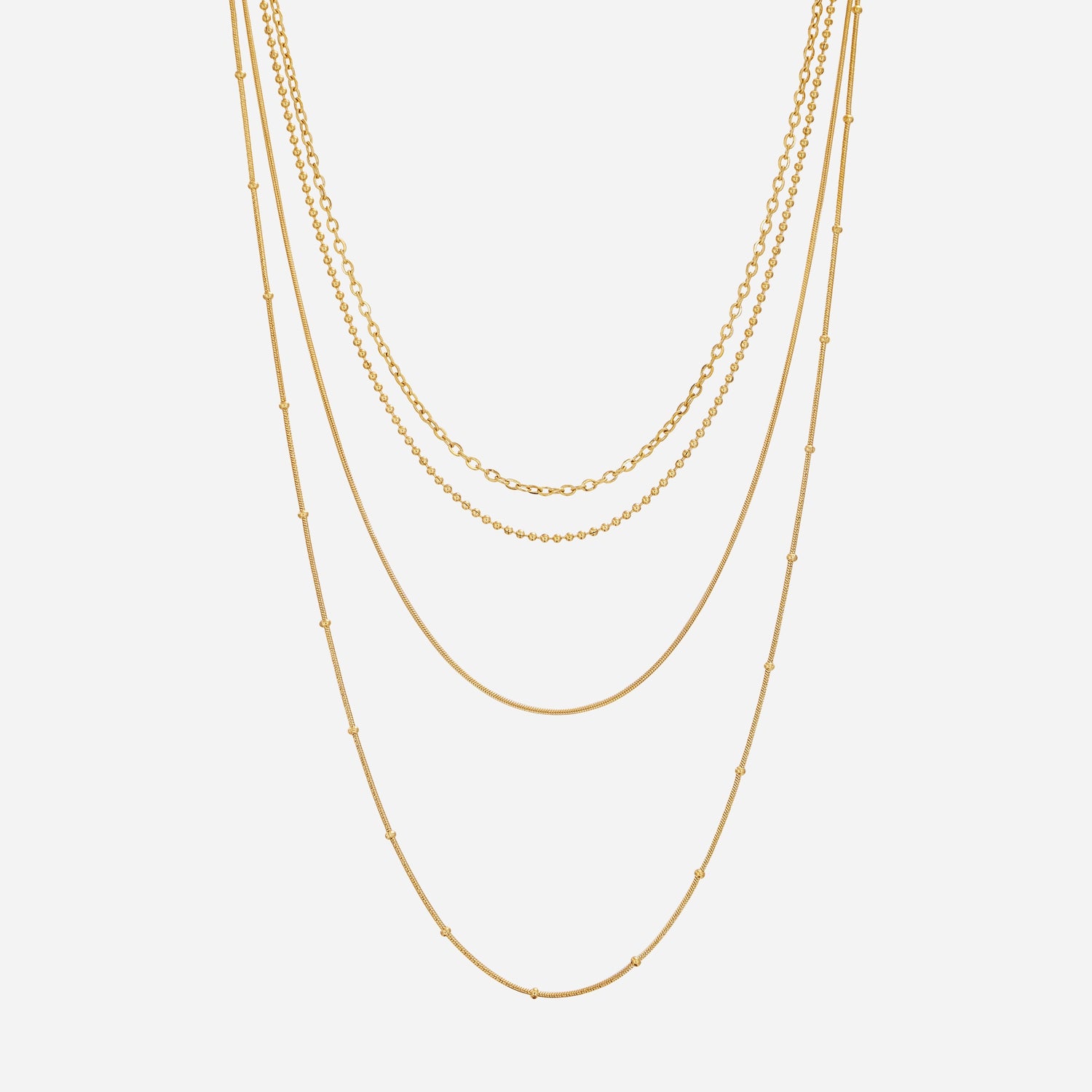 quadruple satellite chain necklace