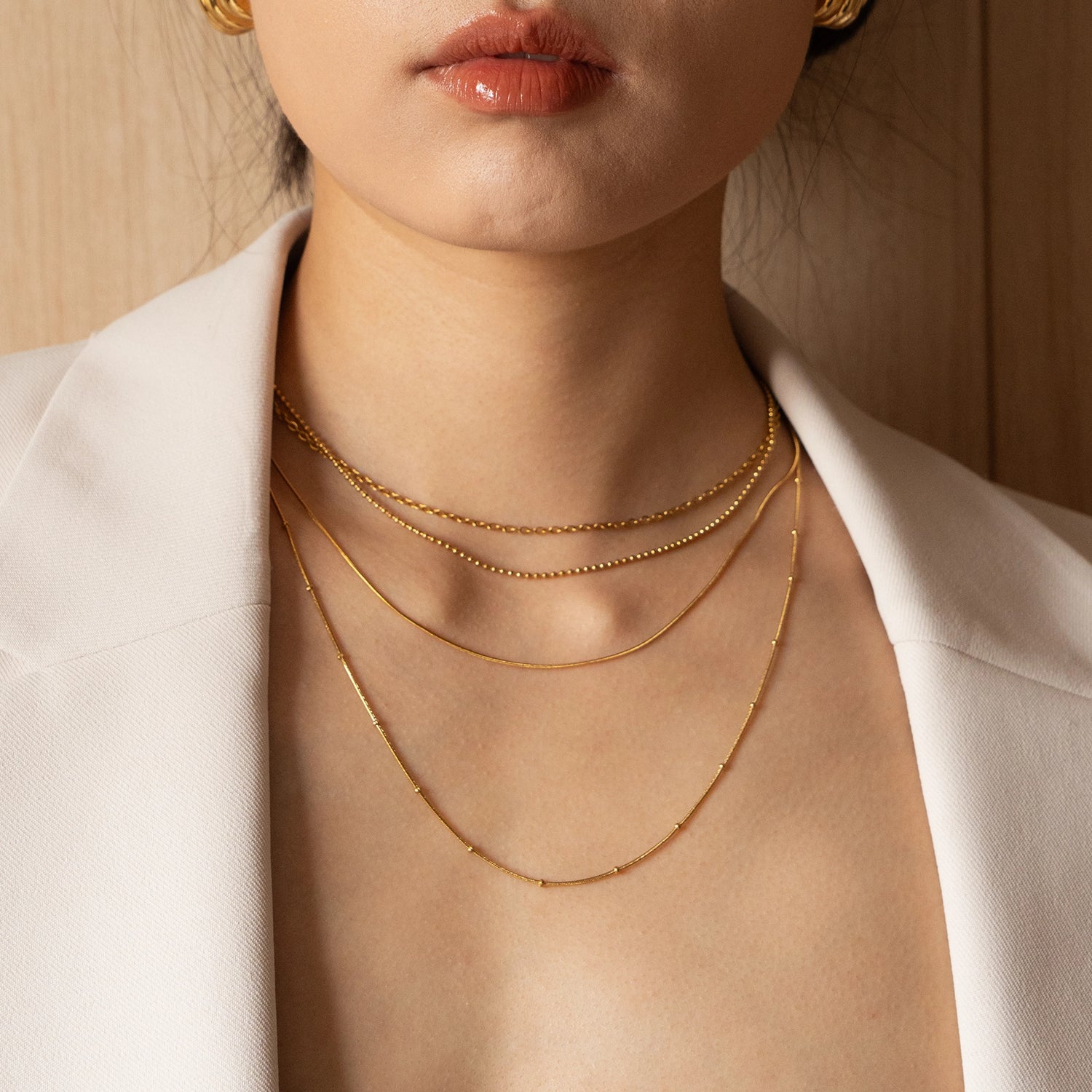 quadruple satellite chain necklace