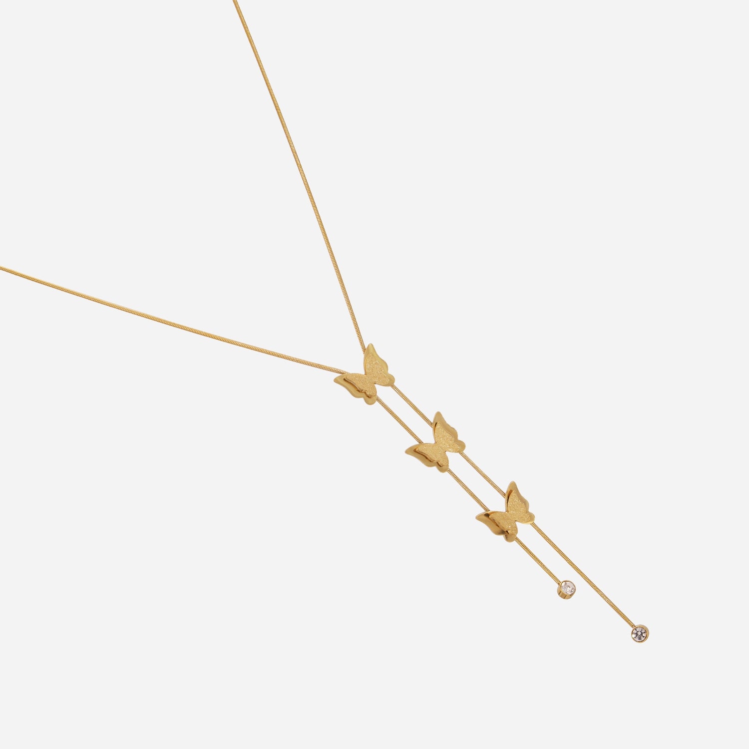 Shiny butterfly thin snake necklace