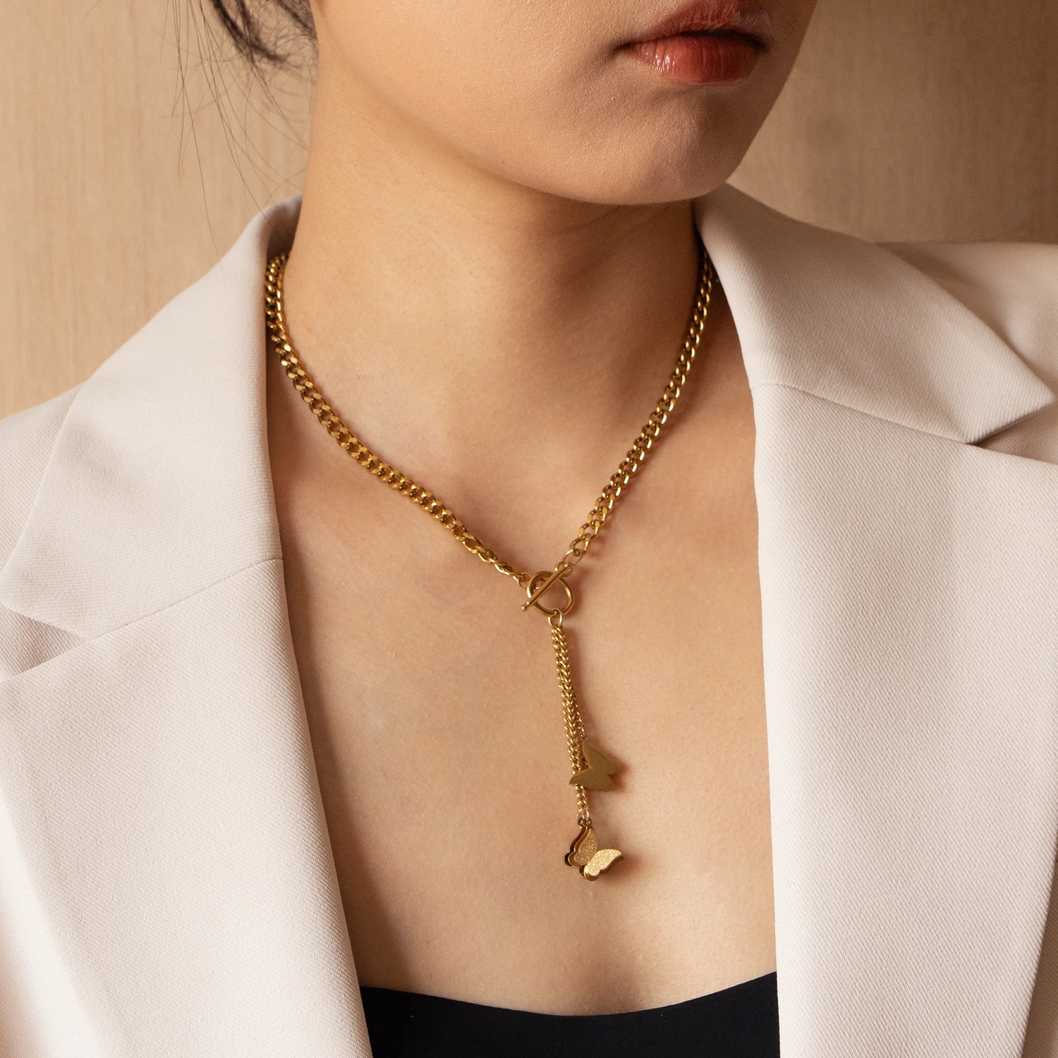 Smart butterfly pendant Cuban Link Chain