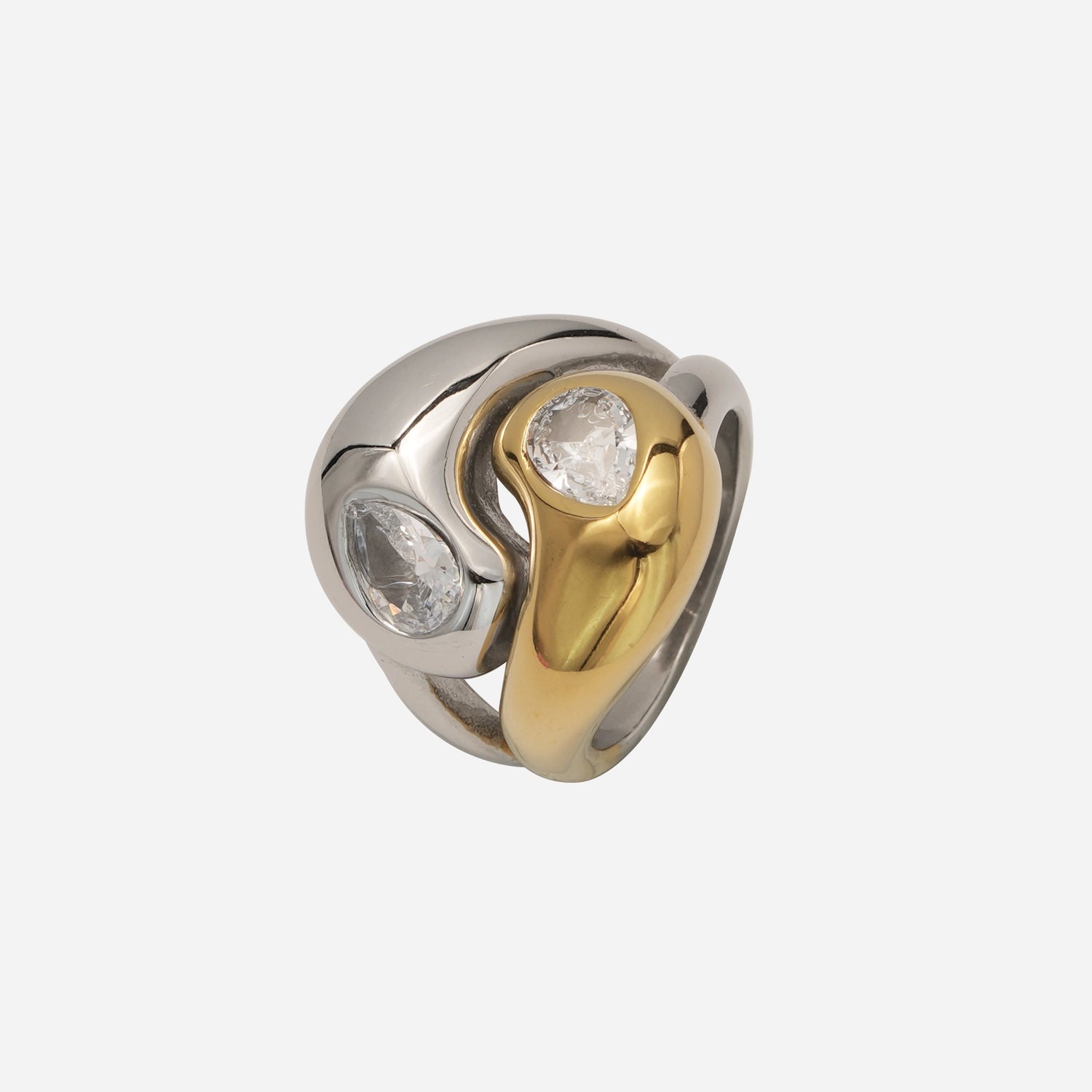 Dual - Tone Waterdrop Interwoven Ring