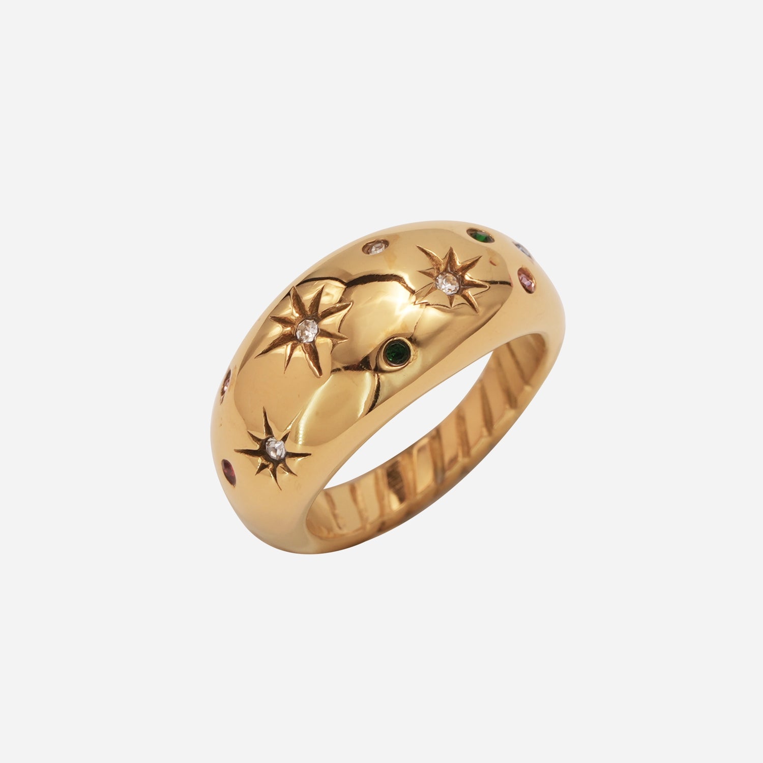 Golden Multigem Starburst Ring